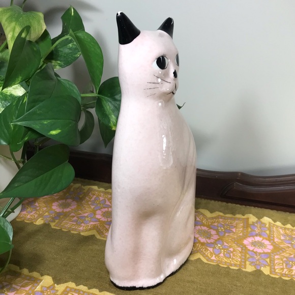 SOLD N.S. Gustin Pink & Black Hand Painted Cat - Picture 9 of 10